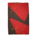 Design organic abstract geometric carpet/rug in style of Antonín Kybal, 1950s