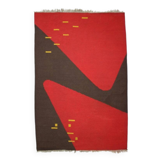 Design organic abstract geometric carpet/rug in style of Antonín Kybal, 1950s