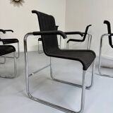6 chaises noires tubulaires design d'Axel Bruchhäuser modèle D20 bauhaus