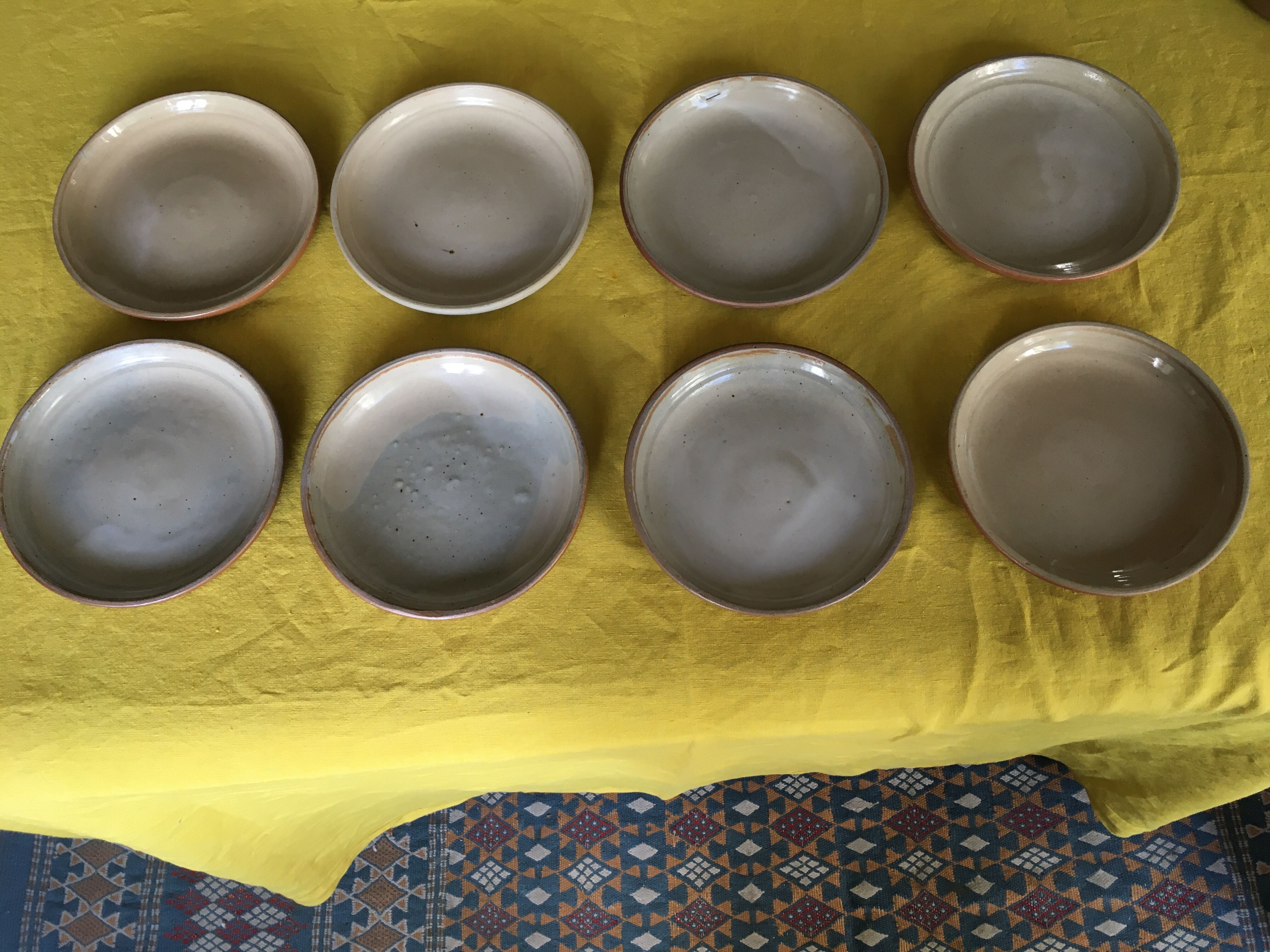 Vintage enamelled sandstone dessert plates