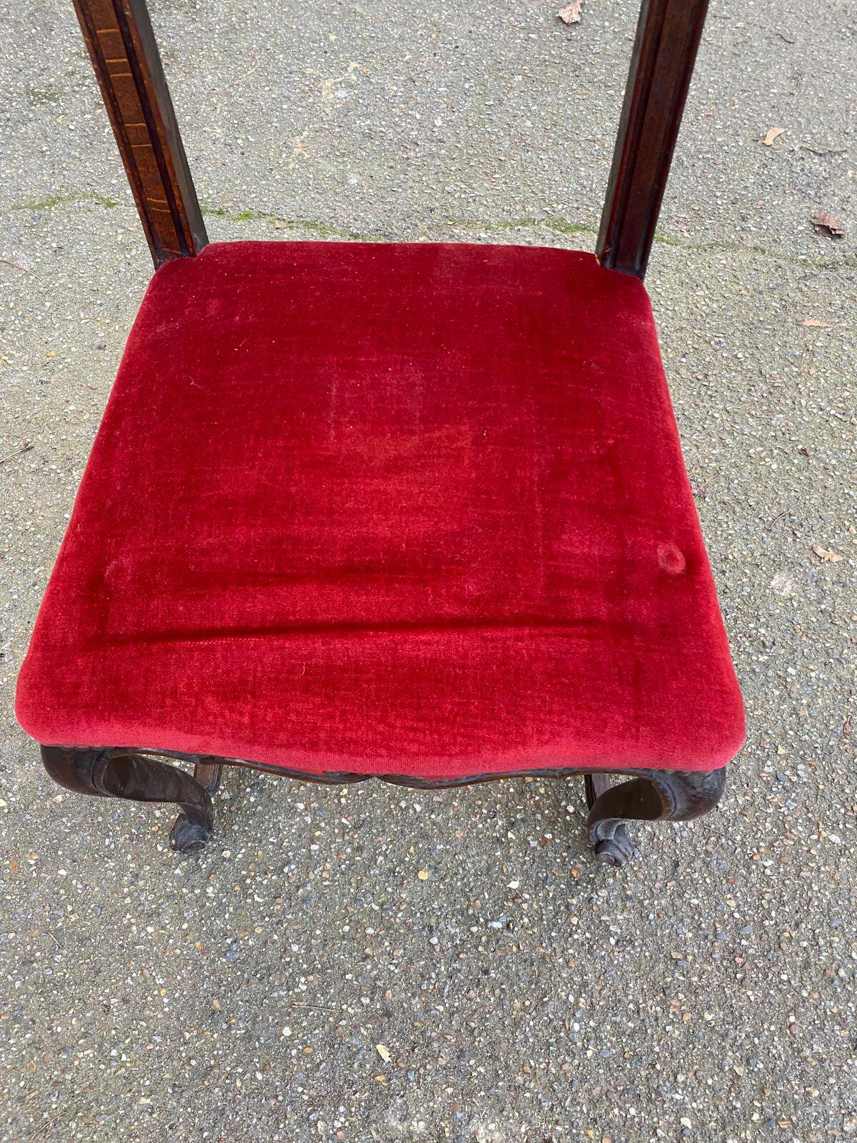 Louis XV dining chair, solid wood, burgundy velvet.