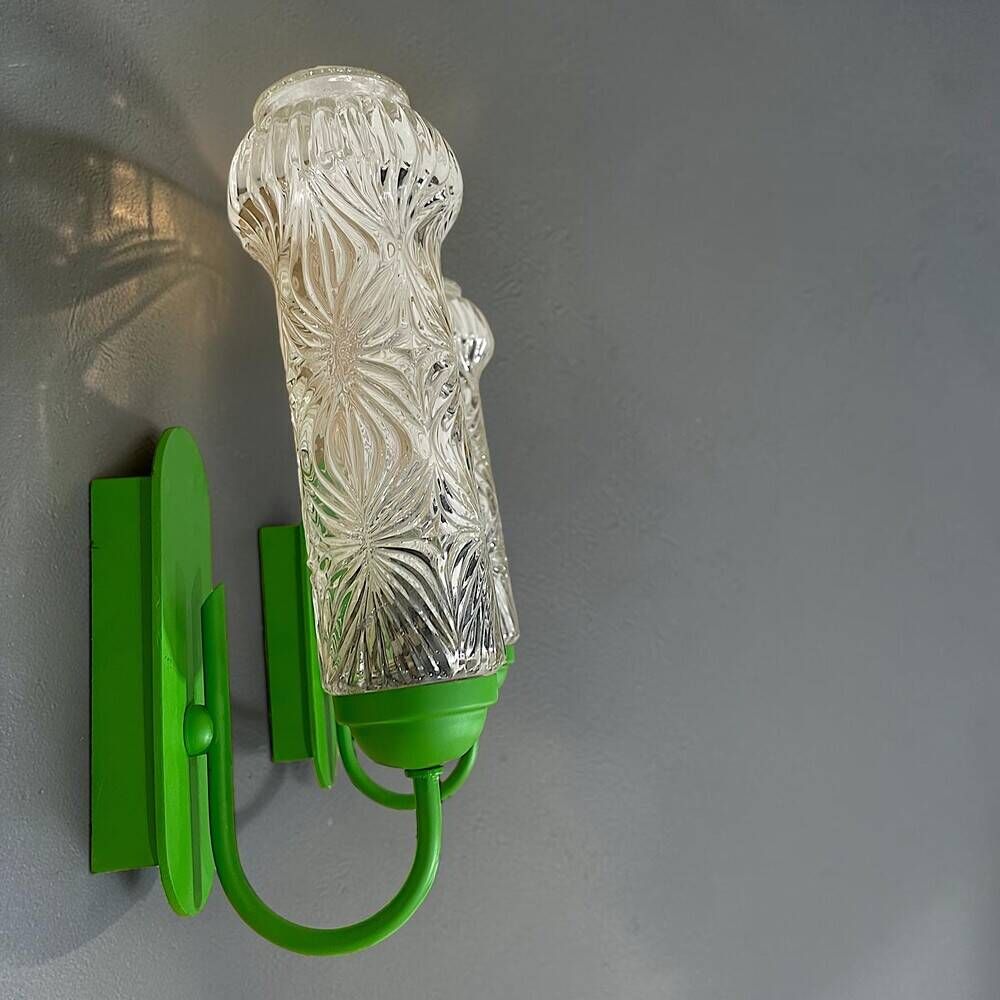 Pair German green wall sconces by Graewe