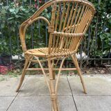 Fauteuil en rotin vintage