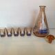 Old sailing decanter and 5 small matching liquor glasses
