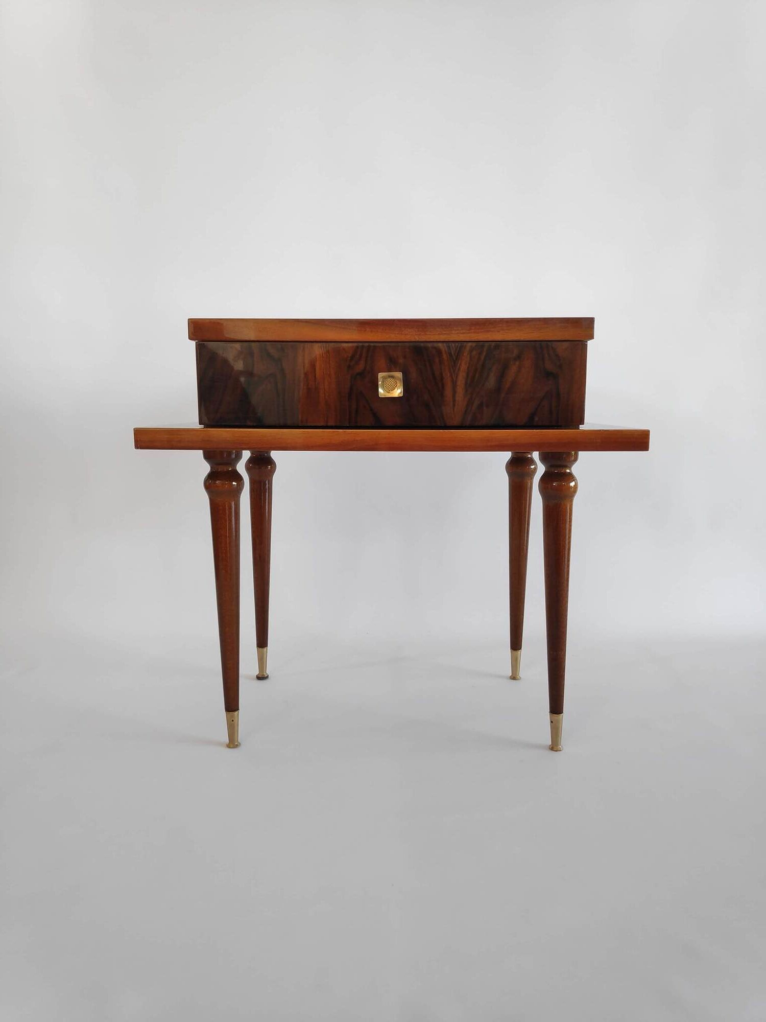 Bedside table in varnished wood veneer of the years 60
