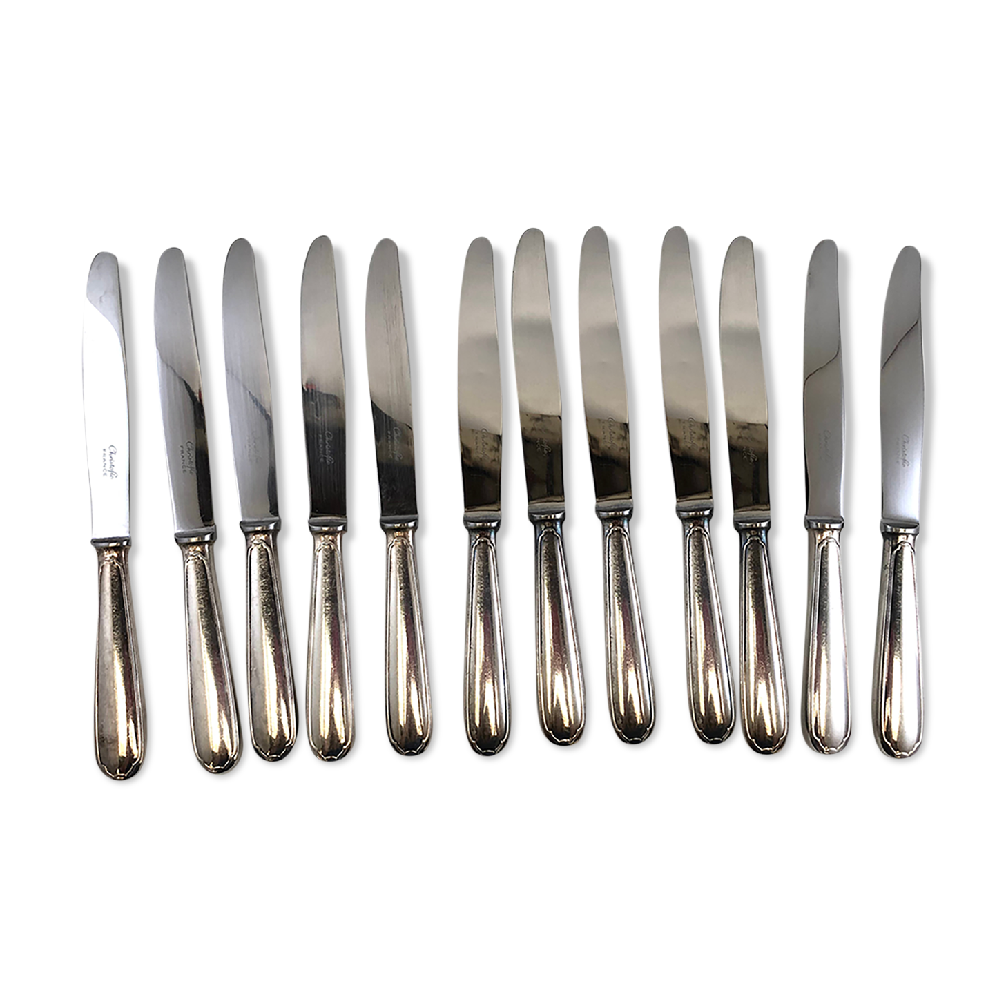 Christofle 12 silver metal knives model Versailles