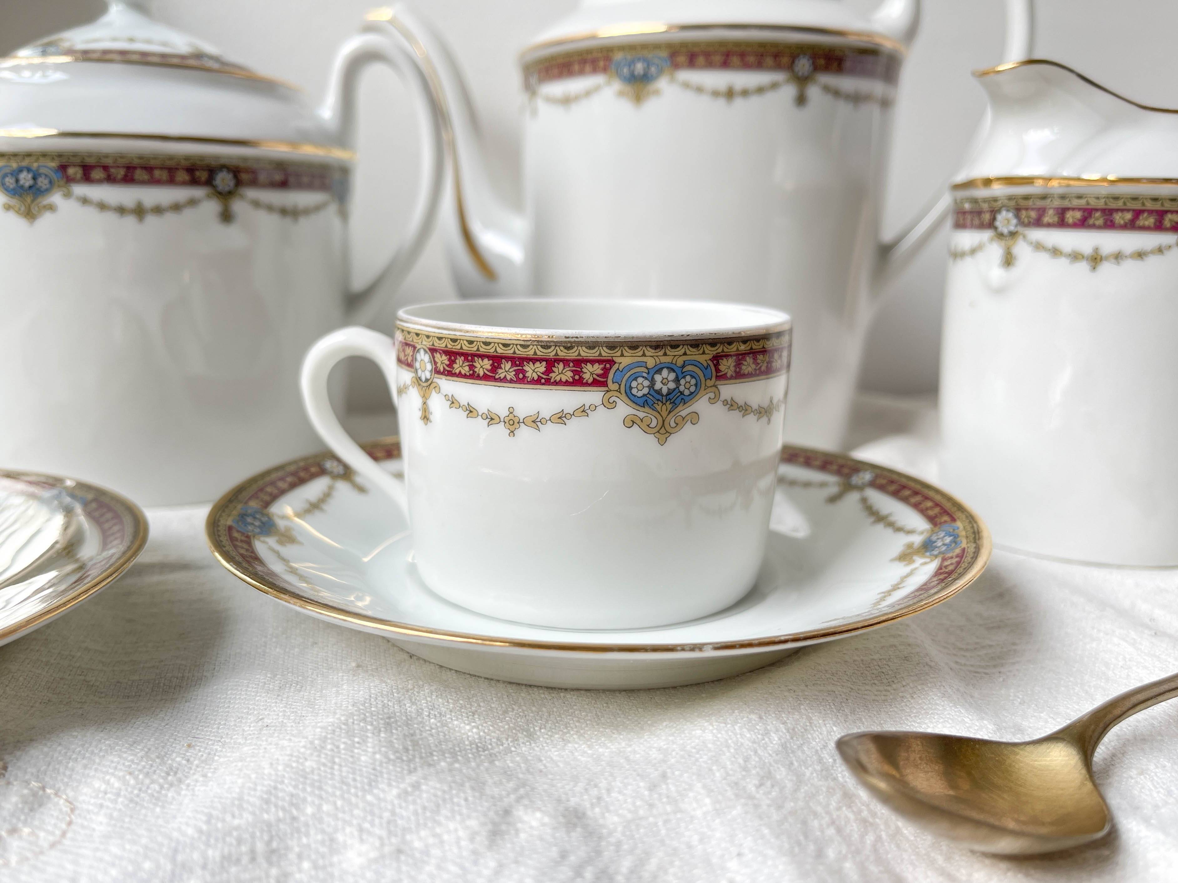 UML France Vintage Porcelain Tea Coffee Set for 2 People