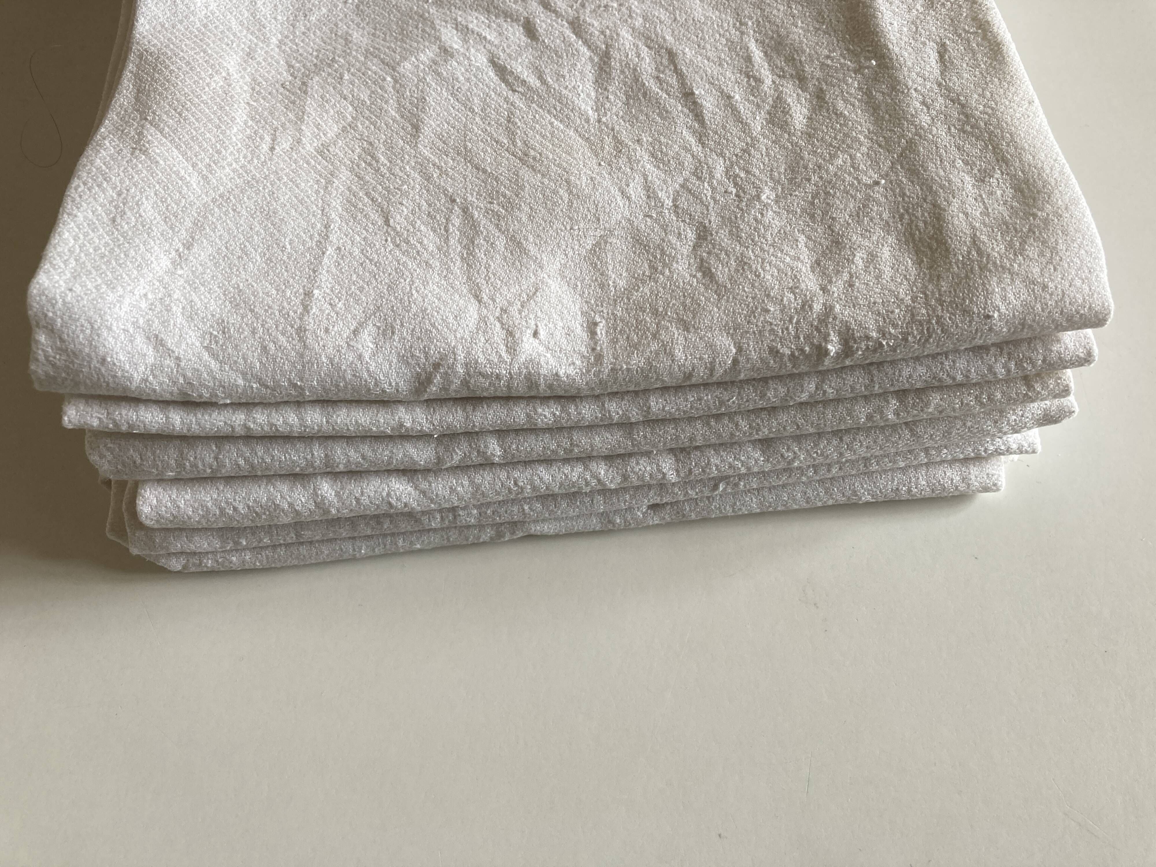 Set of 6 spare towels bathroom 1930 in linen caviar embroidered MG