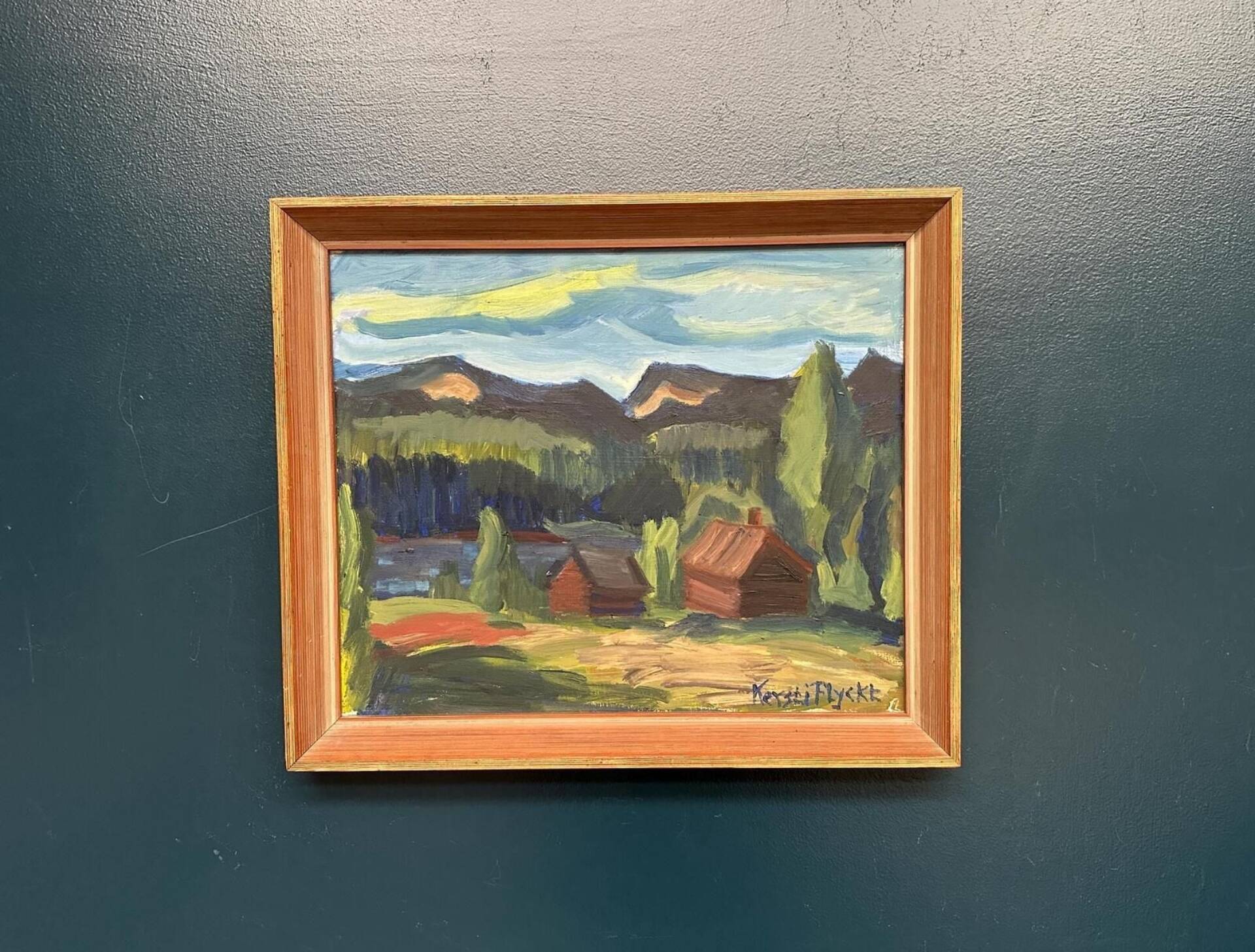 Huile sur panneau suédois – Paysage de montagne par Kerstin Flyckt