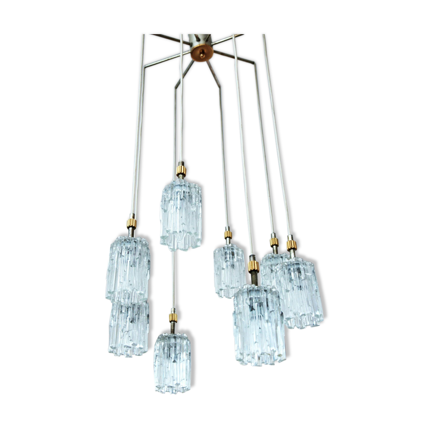 Modernist Crystal hanging 7 Fires, Germany 60s