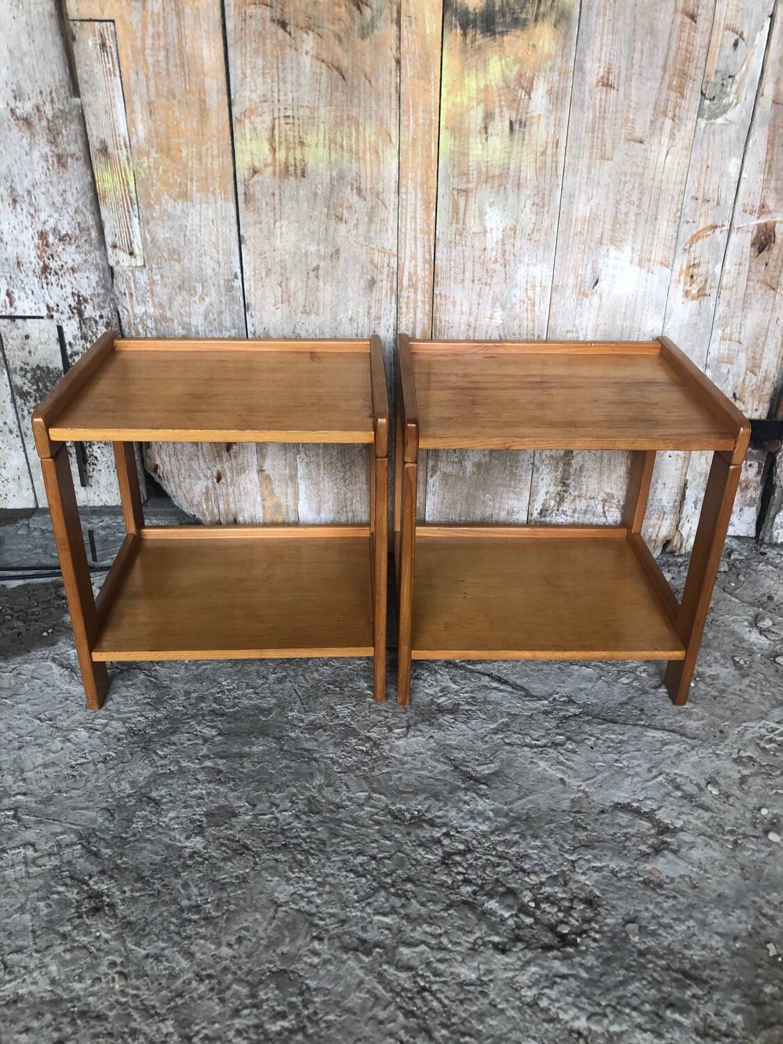 Pair of Vintage Wood Bedside Table #A320