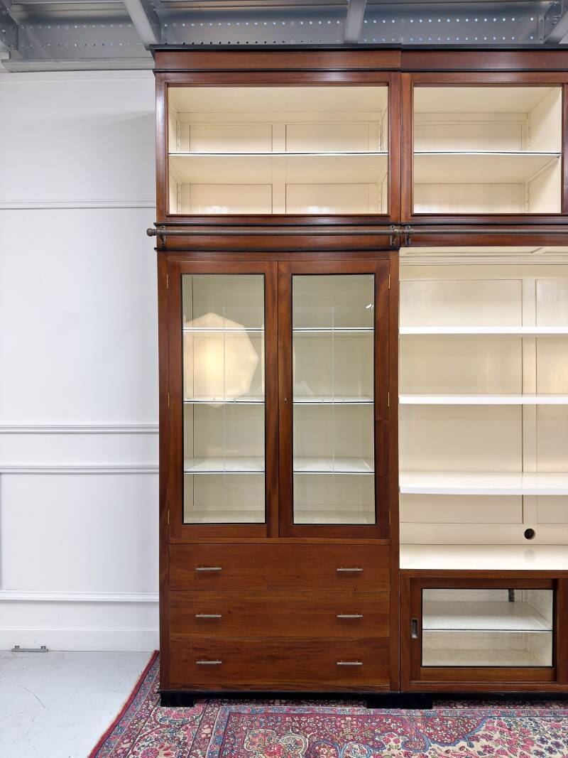 Large Classic English Art Deco Bookcase Library Cabinet