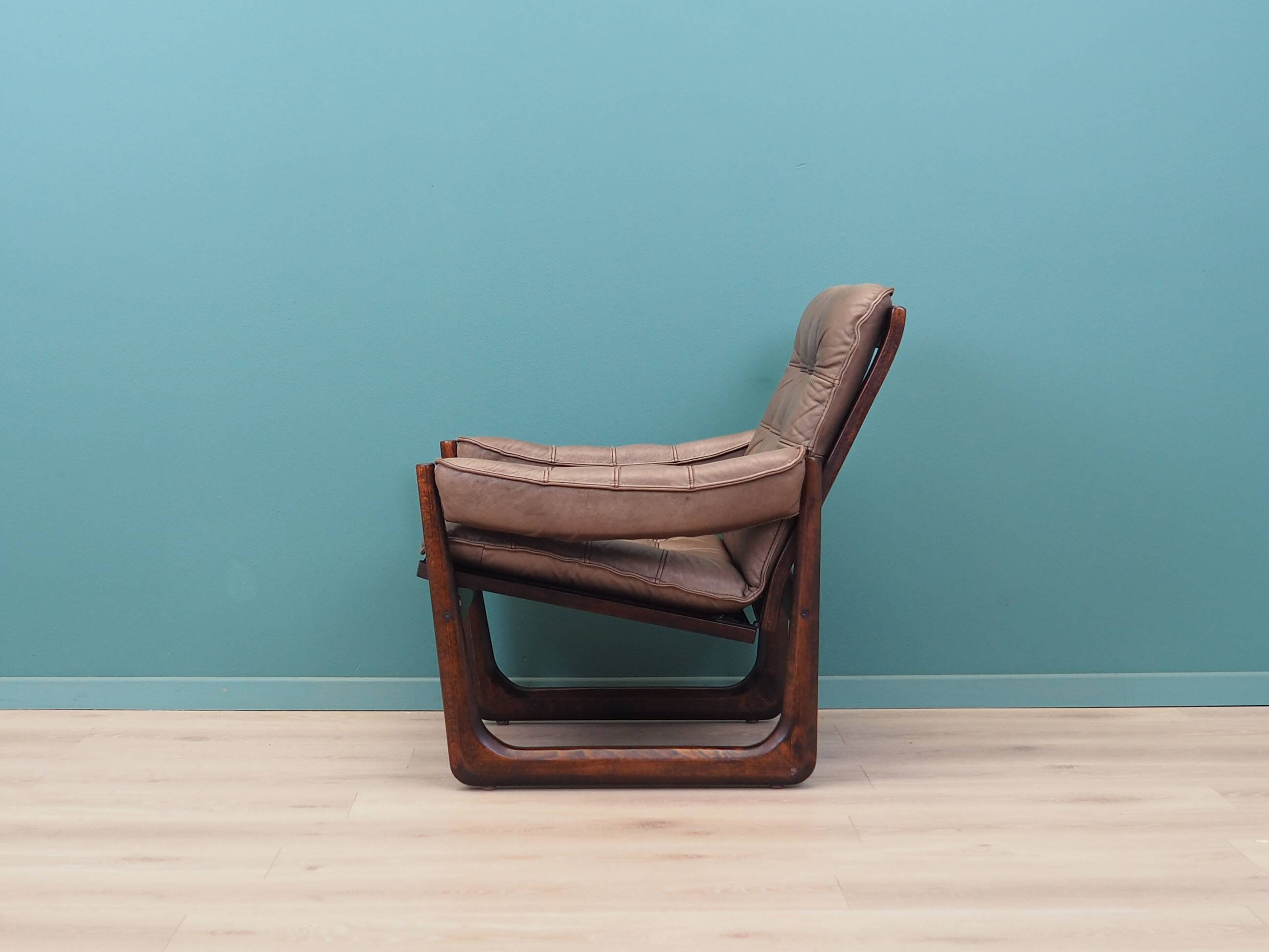 Leather armchair, Danish design, 1960s, manufactured by Genega Møbler