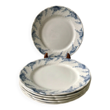 set of 6 flat plates in Terre de Fer K&G Lunéville model "Angèle" late nineteenth