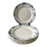 set of 6 flat plates in Terre de Fer K&G Lunéville model "Angèle" late nineteenth