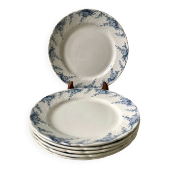 lot de 6 assiettes plates en Terre de Fer K&G Lunéville modèle "Angèle" fin XIXème