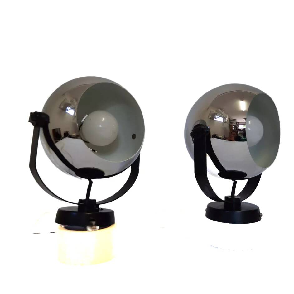 Altalite, adjustable chrome chrome spotlights couple, 70s