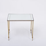 Set of Three Hollywood Regency Brass an Glass Nesting Tables Maison Jansen Style