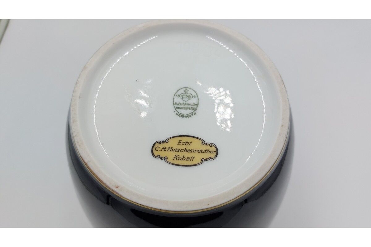 Porcelain cobalt vase, hutschenreuther hohenberg, germany, 1960s