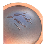 Champagne bucket in blue and beige glazed ceramic, vintage handmade