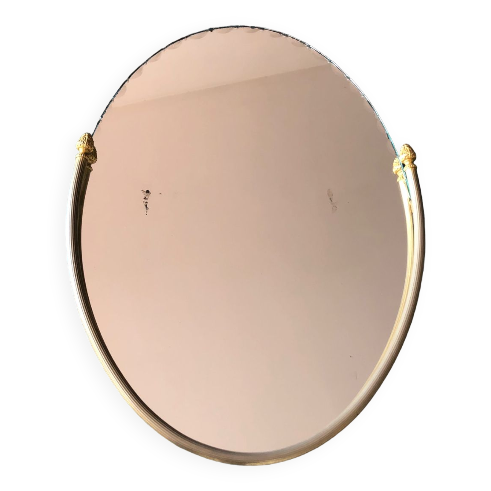 Beveled wall mirror with gold frame
