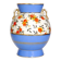 Art Deco round vase by Boch Frères Keramis, red flowers and blue bands.