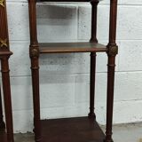 Pair of bedside old marquetry top green marble and bronze decorations