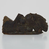 Piece of Indonesian wooden basrelief, chameleon. XIXth