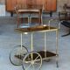 Serving trolley, vintage mini-bar in metal and smoked glass