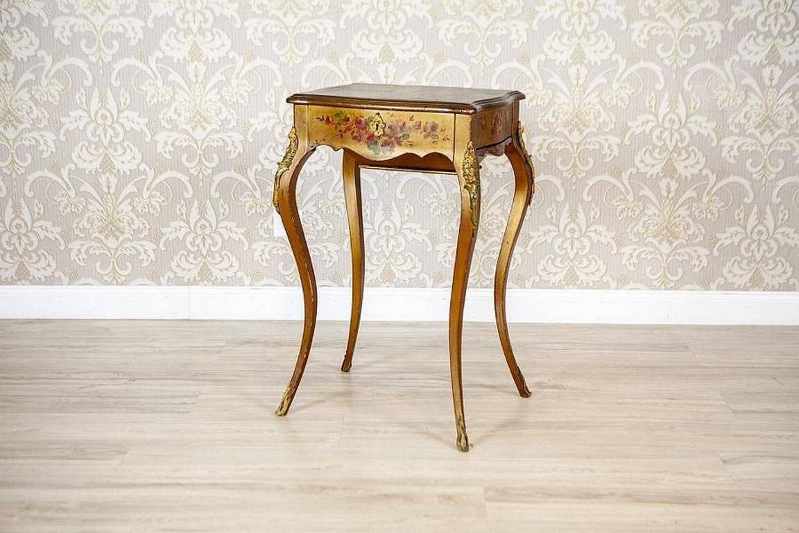 Mahogany Sewing Table with Brass Details, 1890s