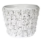 Cache pot en faïence blanche style "coco camellias" 100 fleurs toutes uniques