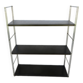 Modular String shelf in chrome and brown metal