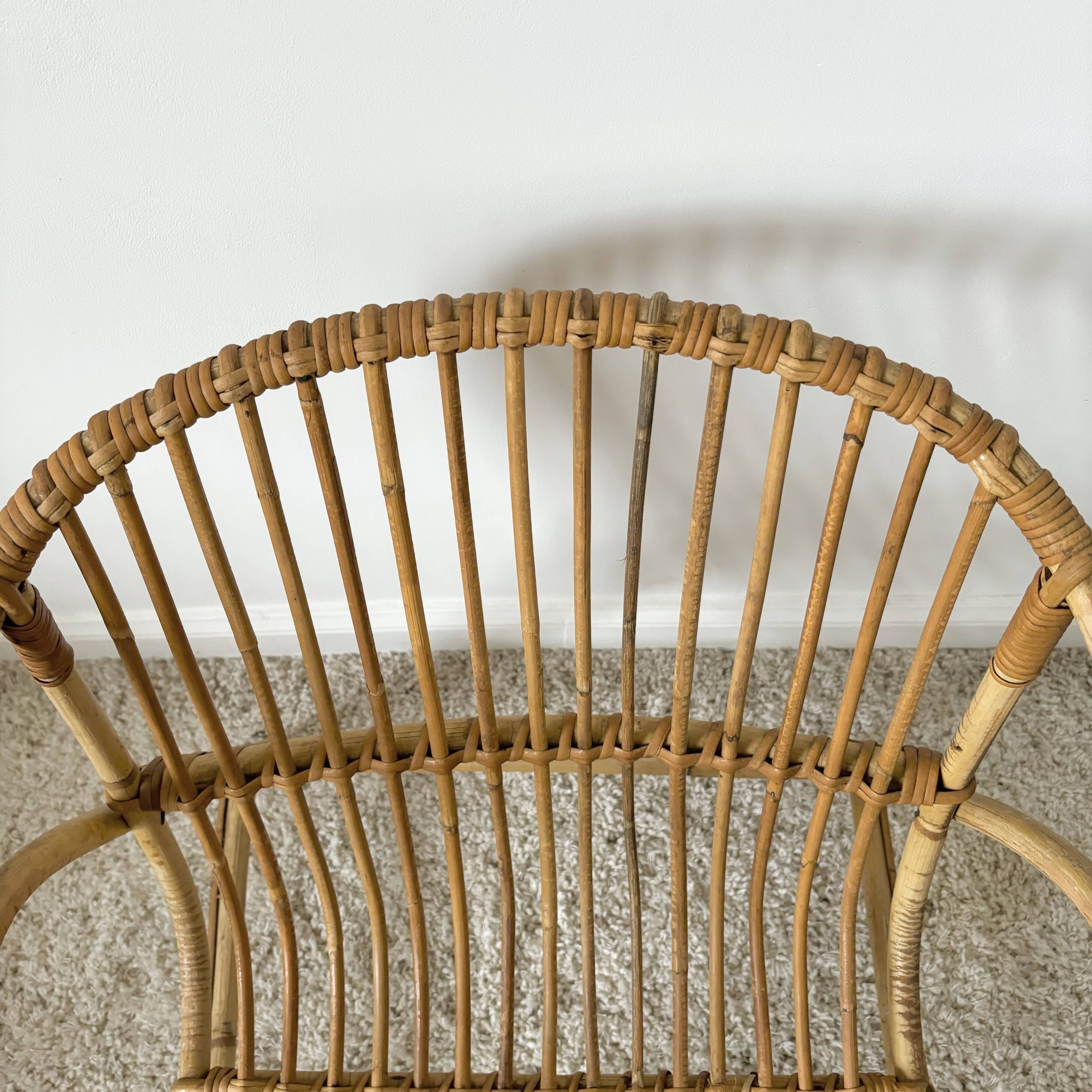 Rattan shell armchair