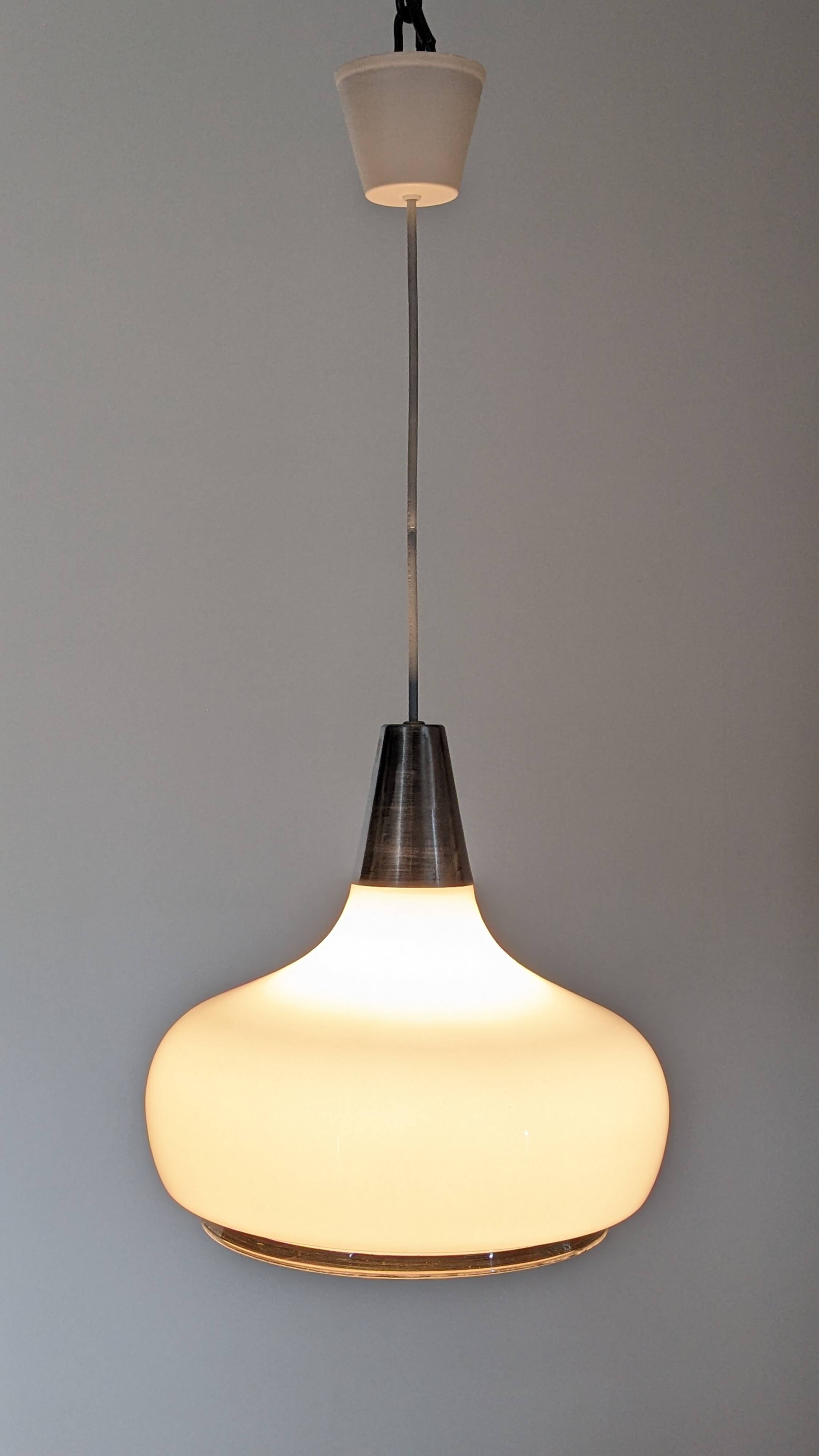 Space Age white opaline water drop pendant light from the 60s/70s