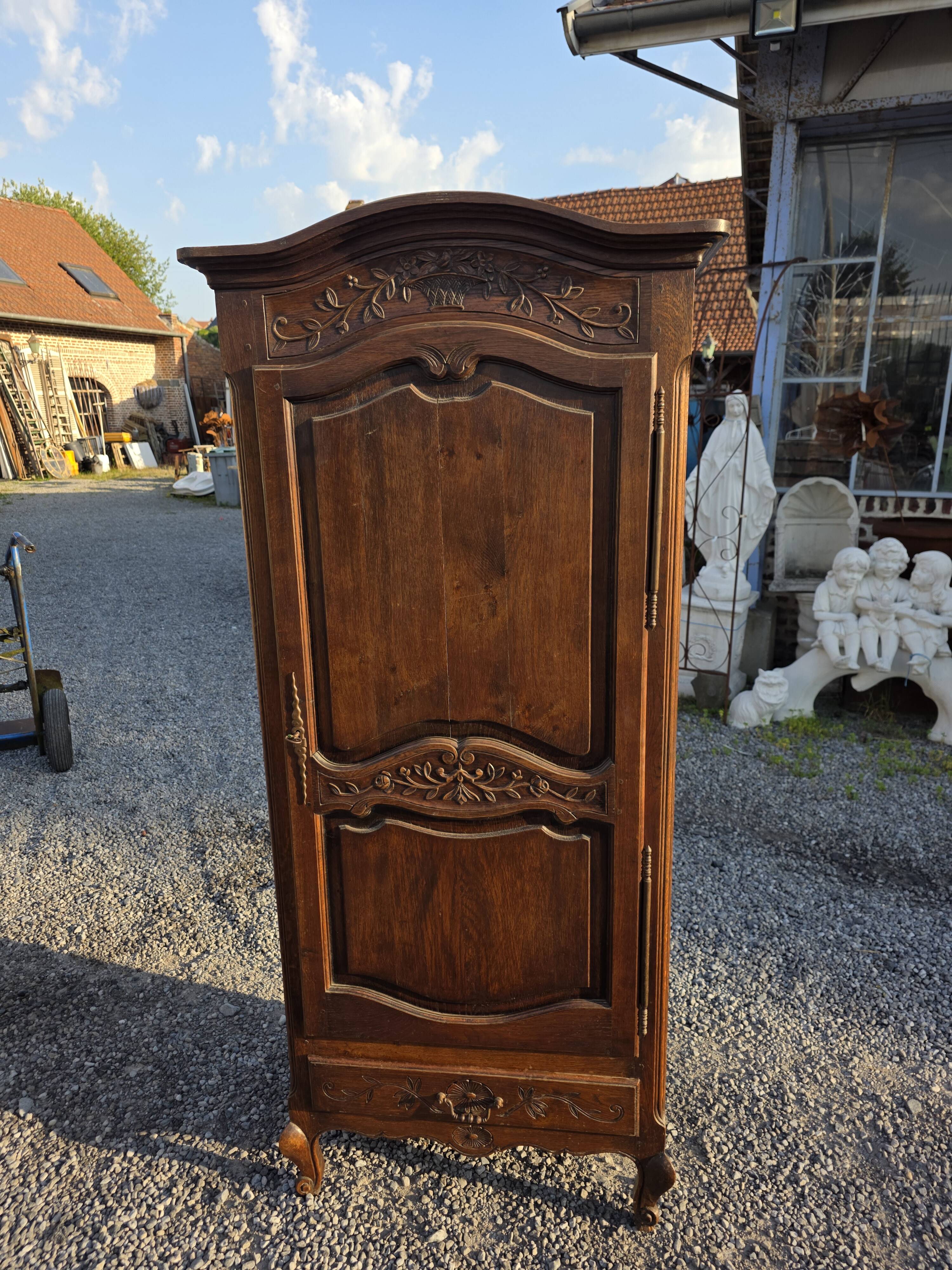 Louis XV style bonnetière in solid oak