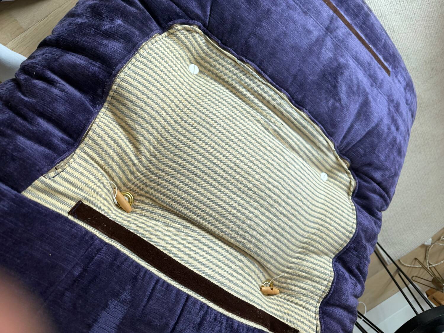 Line Roset Marsala purple velvet armchair