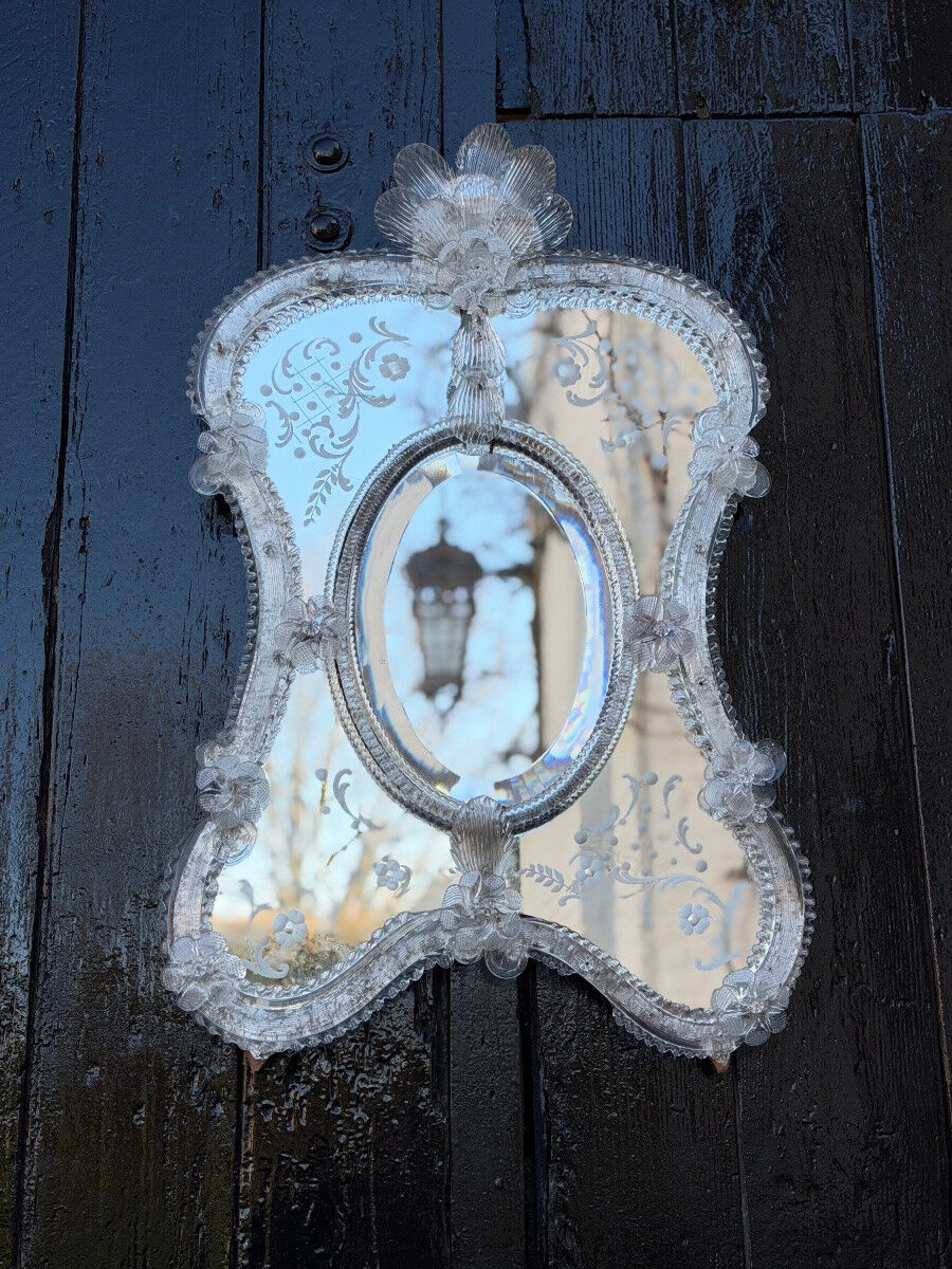 Venetian mirror made of Murano glass, circa 1950.