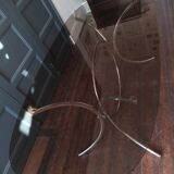 Vintage dining table chrome glass and metal