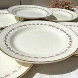 6 opaque porcelain dinner plates, Digoin model "Suzy"