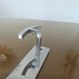 Coat rack in chrome brass 2 hooks 70s