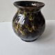 Ceramic vase with black and yellow flame glaze Signed Morvan Petit Massé