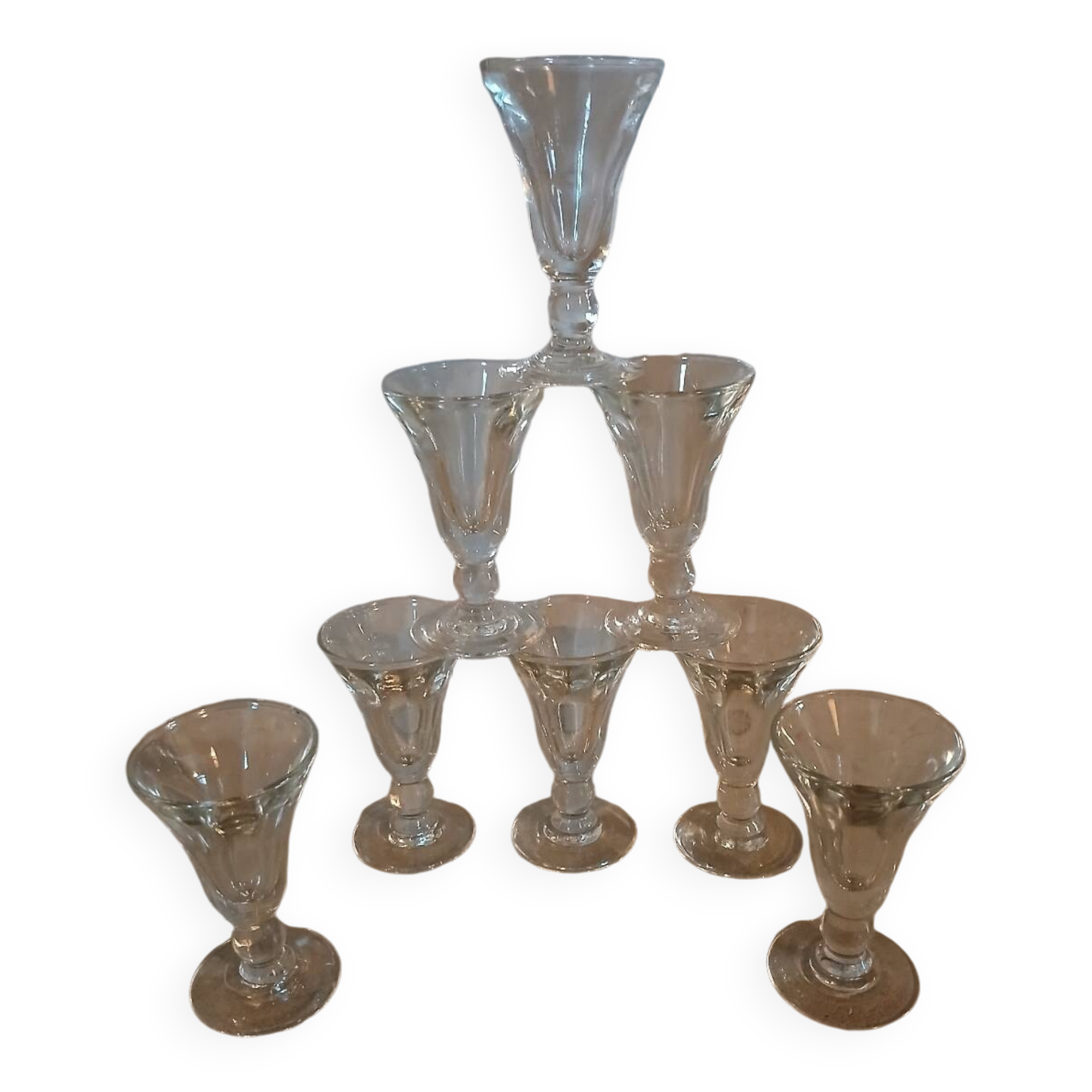 8 small old bistro glasses