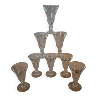 8 small old bistro glasses