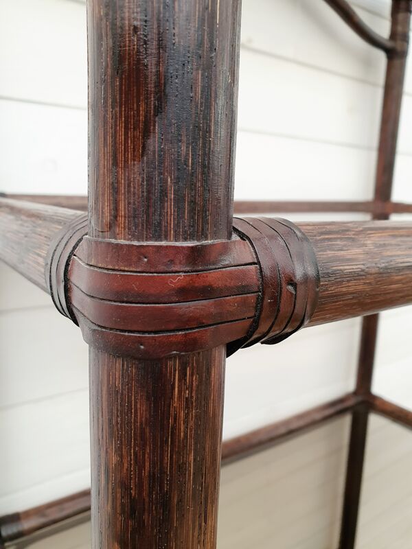 Étagère Roche Bobois,  bambou et verre fumé 1970