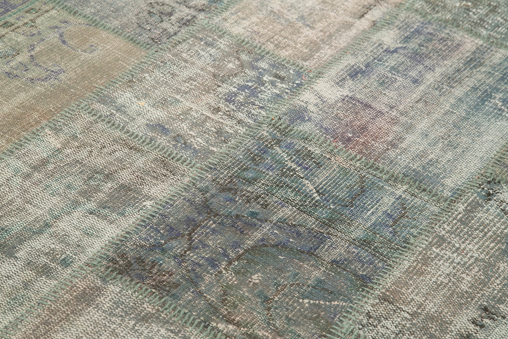 Handwoven Oriental Overdyed 176 cm x 247 cm Grey Patchwork Carpet