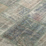 Handwoven Oriental Overdyed 176 cm x 247 cm Grey Patchwork Carpet