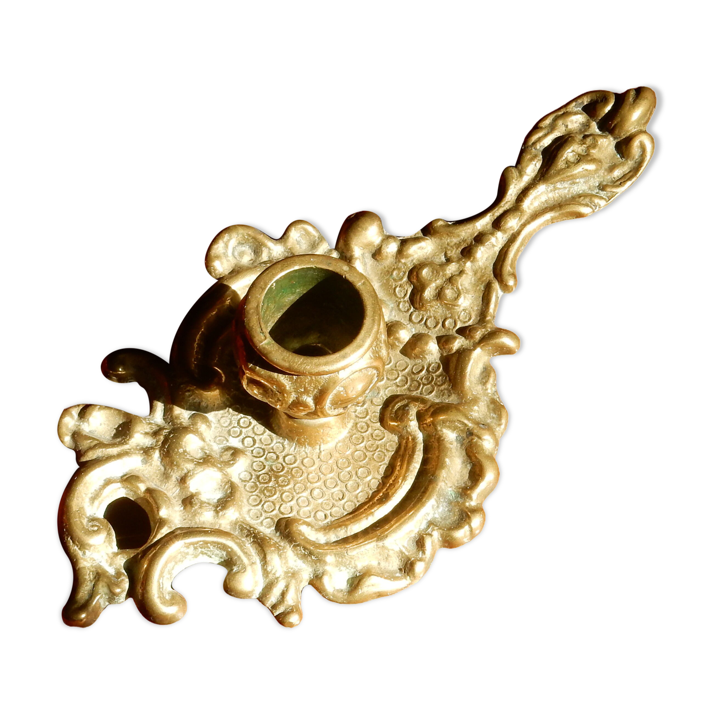 Bronze hand candle holder, cellar rat