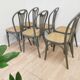 Lot de 6 chaises de salle à manger vintage en bois courbé gris : siège en rotin style Thonet