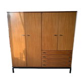 Marcel Gascoin vintage teak storage cabinet Alvéole edition, Circa 1950.