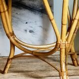 Tripod booster coffee table in rattan 50s